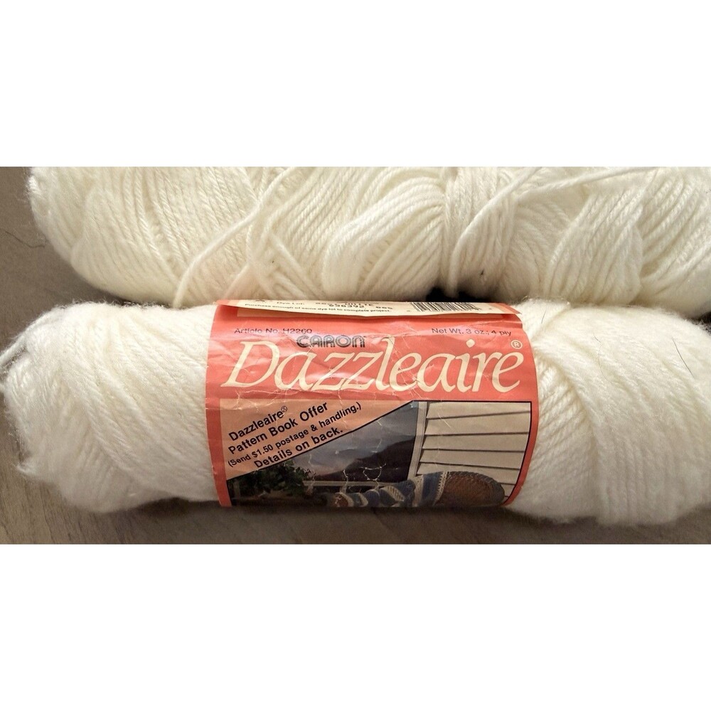 Caron Dazzleaire Acrylic Yarn Lot  -2601 WHITE 3 Skeins Discontinued